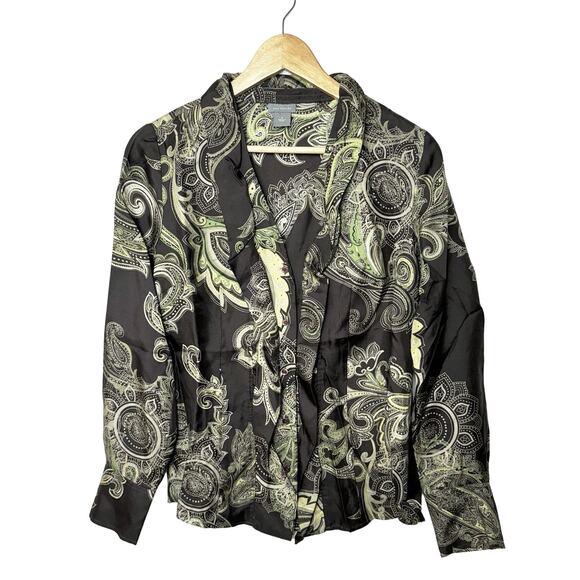 Ann Taylor 100% Silk Blouse Womens 4 Paisley Print Business Career Office Pretty - Picture 1 of 9